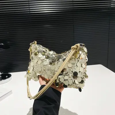 2025 New New Niche Shoulder Handbag Women's Bag Trendy Sequin Personalized Fashion Women's Bag Underarm Bag