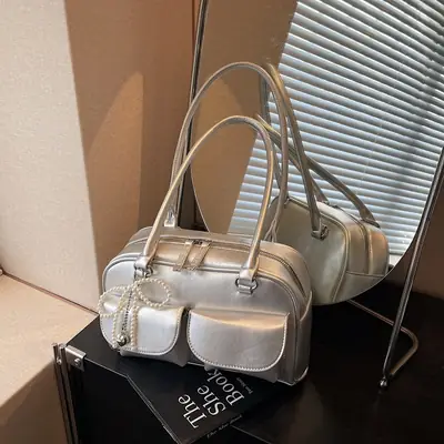 Silver Crossbody Shoulder Bag for Women 2026