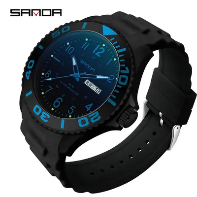 Sanda Men's Black Luminous Quartz Watch