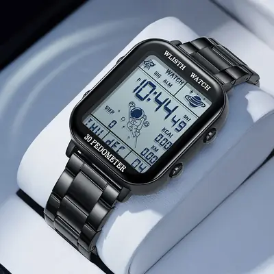 Men's Red Digital Fitness Watch with 30 Meter Display