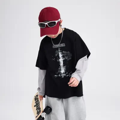 Boys Spring & Autumn Fake Cotton T-Shirt 290G New Style