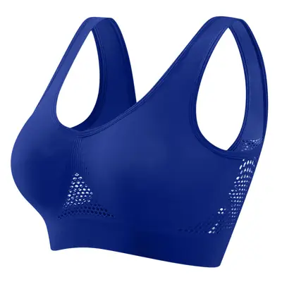 Hollow Mesh Sports Bra Navy Plus Size Breathable