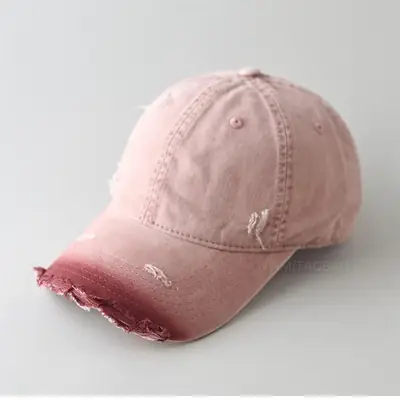 Beige Frayed Baseball Cap for Men Women Casual Sunshade