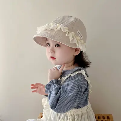 Korean Style Lace Baby Hat Winter Windproof Big Brim Cap