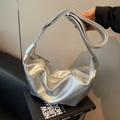 Silver Women's Shoulder Crossbody Bag Large Capacity 2025