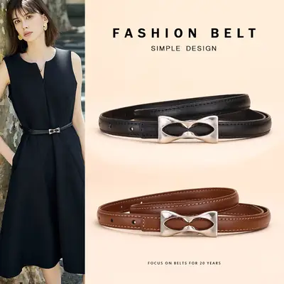 2024 Women's Light Luxury Cowhide Belt with Bow