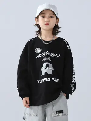 Boys Sweatshirt Black 2026 Kids Spring Wear