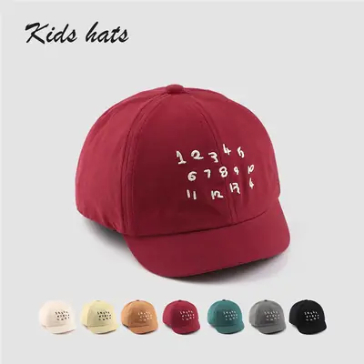 Kids Embroidered Number Cap Tan Black 6-12M