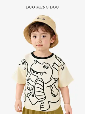 Kids Cotton T-Shirt with Cute Frog Print Summer Casual Dropshipping