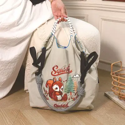 Spring Squirrel Cartoon Tote Bag Large Capacity Crossbody