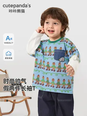 Baby Long Sleeve T-Shirt Blue Panda Print Spring Outfit