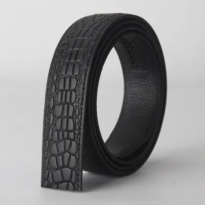 Men's Black Croc Embellished Belt Automatic Buckle