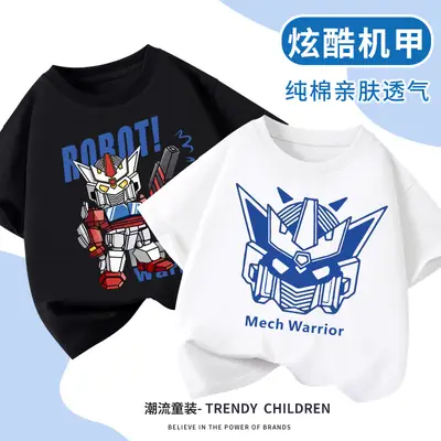 Boys T-Shirt Black Blue Mech Warrior 2026