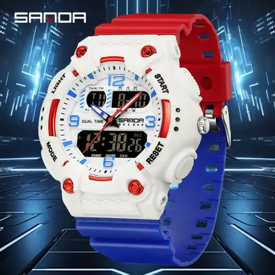 Sanda Dual Display Casual Sports Watch White