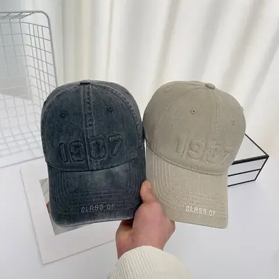 American Washed Baseball Cap Letter Wide Brim Big Head Cap