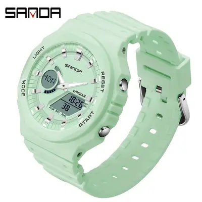 Sanda Neon Green Multifunctional Student Watch