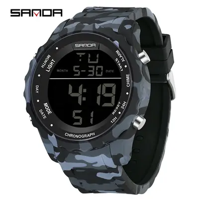 Sanda Camouflage Digital Chronograph Watch 14:46