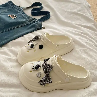 Bow Girl Crocs 2025 Summer Eva Poop Feeling Office Non-Slip