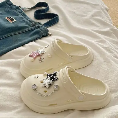 Women's Embellished EVA Beach Clogs with Star & Pearl Decor