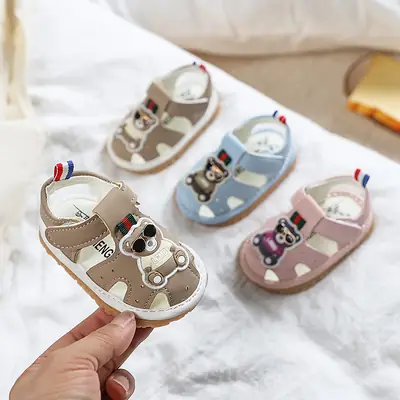 Baby Baby Shoes Call Shoes Summer New Cartoon Bear Toe Sandals 1-2 Years Old Soft Sole Toddler Shoes