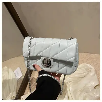 White Quilted Chain Shoulder Bag for Women