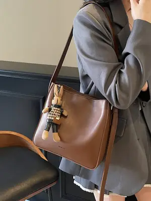 Women Crossbody Bag Brown Leather Large Capacity 2026