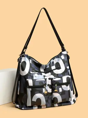 Cross-Brand Letter Print Tote Bag Women Shoulder Bag