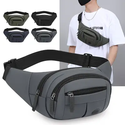 Men's Multi-Layer Waist Bag with 4 Attachments