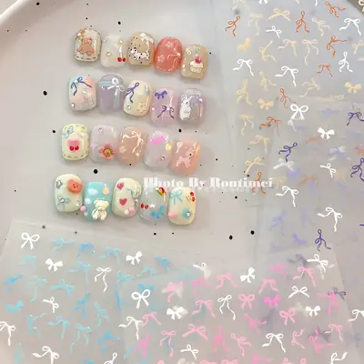 Joker Style Bow Nail Stickers Set of 12