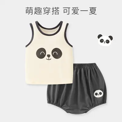 Kids Cotton Vest Shorts Set with Cute Face Design