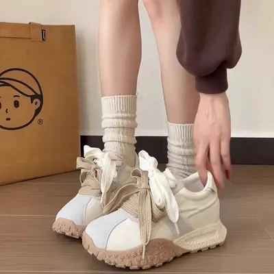 Women's Cream Platform Training Shoes All Season