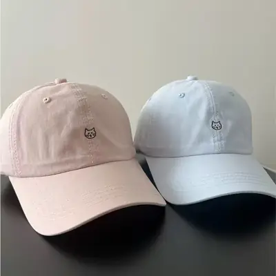 Women Kitten Embroidered Beige Baseball Cap 2025