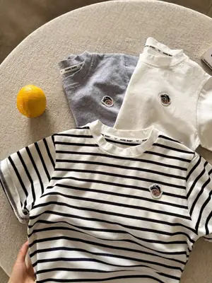 Children's T-Shirt 2025 Summer Casual Round Neck Embroidered