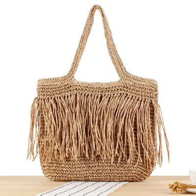 INS New South Korea Chic Tassel Handmade Woven Bag Large Capacity
