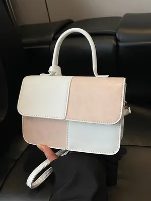 Women's 2-Piece Suede Crossbody Bag White Pink Blue