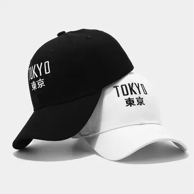 Women's Tokyo Letter Embroidered Baseball Cap Black White