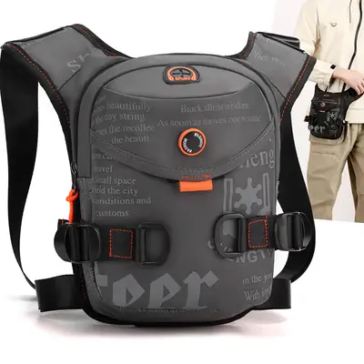 Men's Grey Crossbody Sports Bag with Print Design