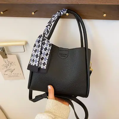 Black Soft Leather Bucket Bag for Women 2024 New Arrival
