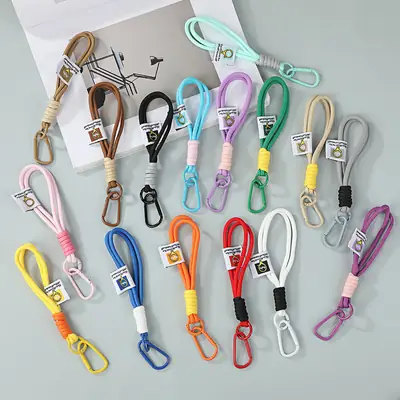 New Mobile Phone Lanyard Short Wrist Lanyard Hand-woven All-match Water Cup Lanyard Simple Color Matching Keychain Lanyard