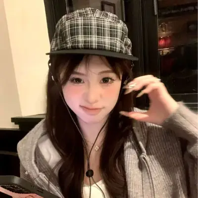 Japanese Plaid Drawstring Sun Hat for Men Women