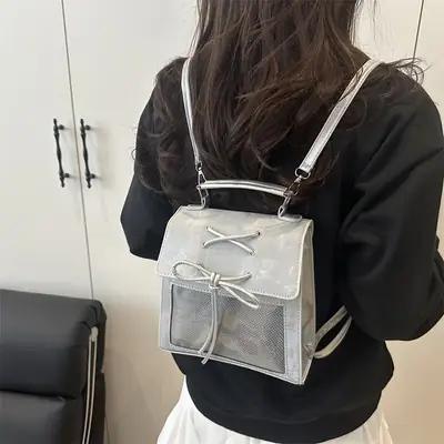 Women's Bowknot Shoulder Bag Silver Transparent 2026