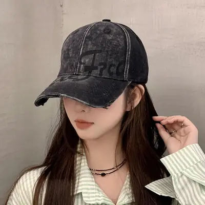 Women's Vintage Embroidered Baseball Cap Wide Brim Sunshade Cap