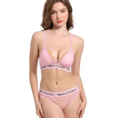 Wire-Free Lace Bikini Set with Push-Up Bra & Breast Pads