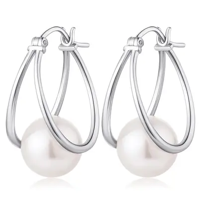 Electroplated Pearl Earrings for Women, Simple Design