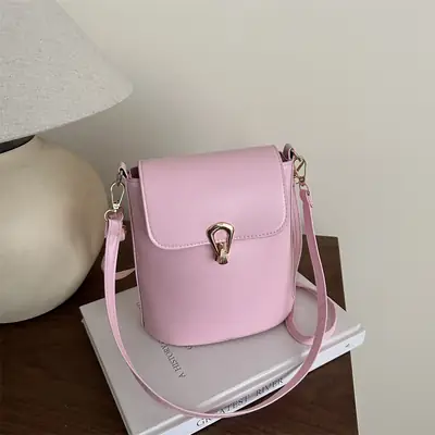 Pink Textured Shoulder Crossbody Bag for Women