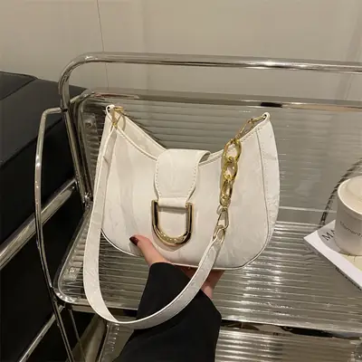 White Vintage Women's Shoulder Bag 2025 Spring New