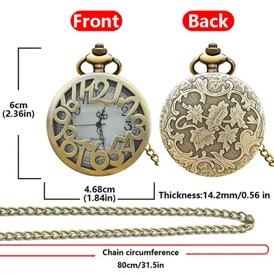 Retro Gold Pocket Watch with Quartz Dial
