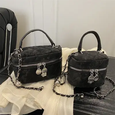 Black Diamond Plaid Chain Mini Shoulder Bag Women