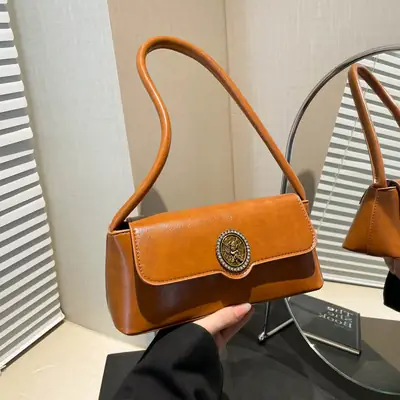 Korean Style Women's Retro Brown Crossbody Bag 2025