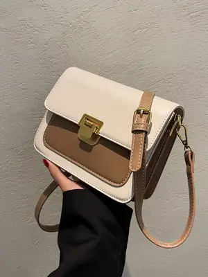 Women Crossbody Bag Cream Brown Gold Plated 2026 New